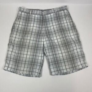 Nike Golf Dri-FIT Shorts‎ Gray Plaid Flat Front Athletic Shorts Mens Size 34
